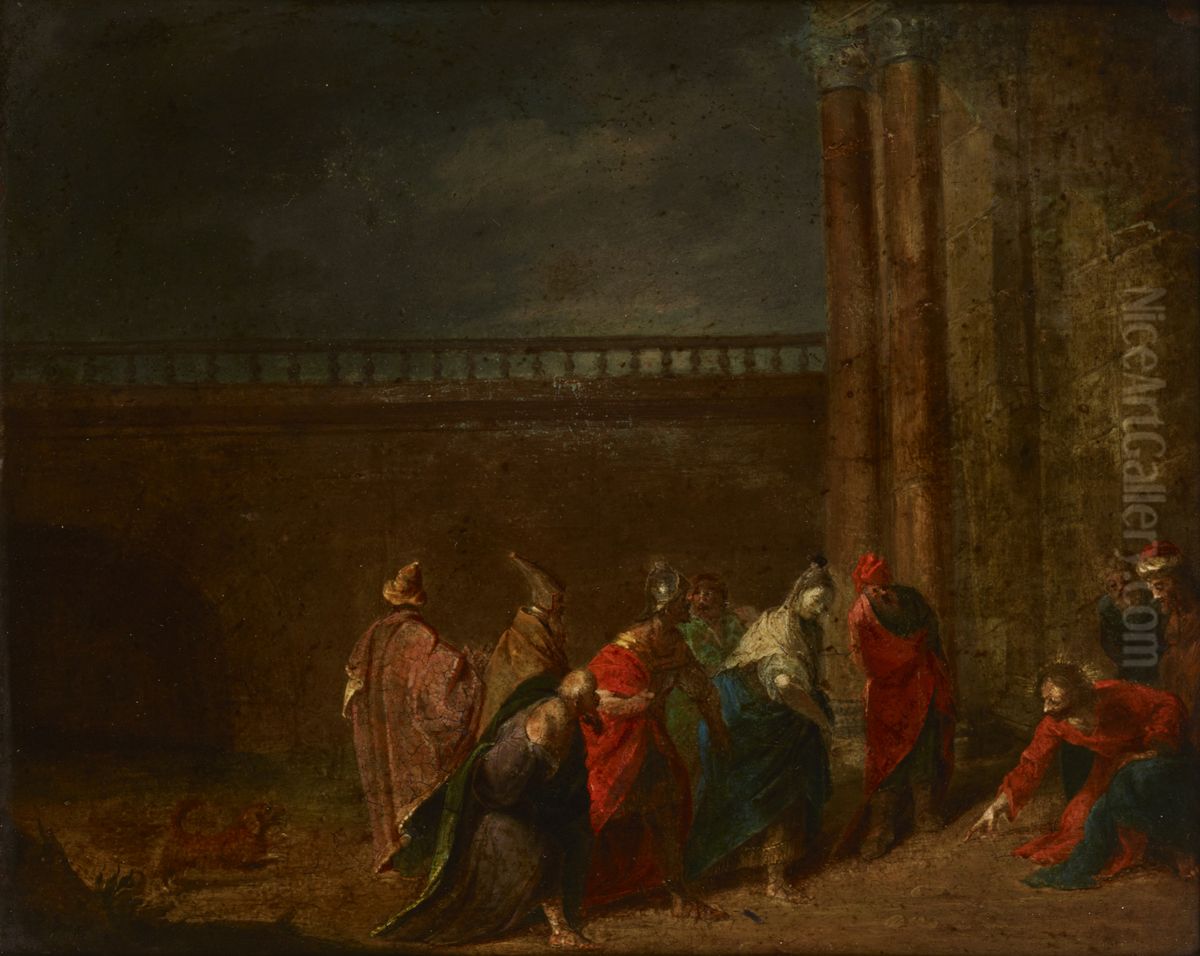 Chrystus, cudzoloznica i faryzeusze Oil Painting by unknown