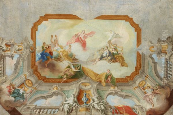 Apollo z Muzami - projekt plafonu Oil Painting by Daniel Gran