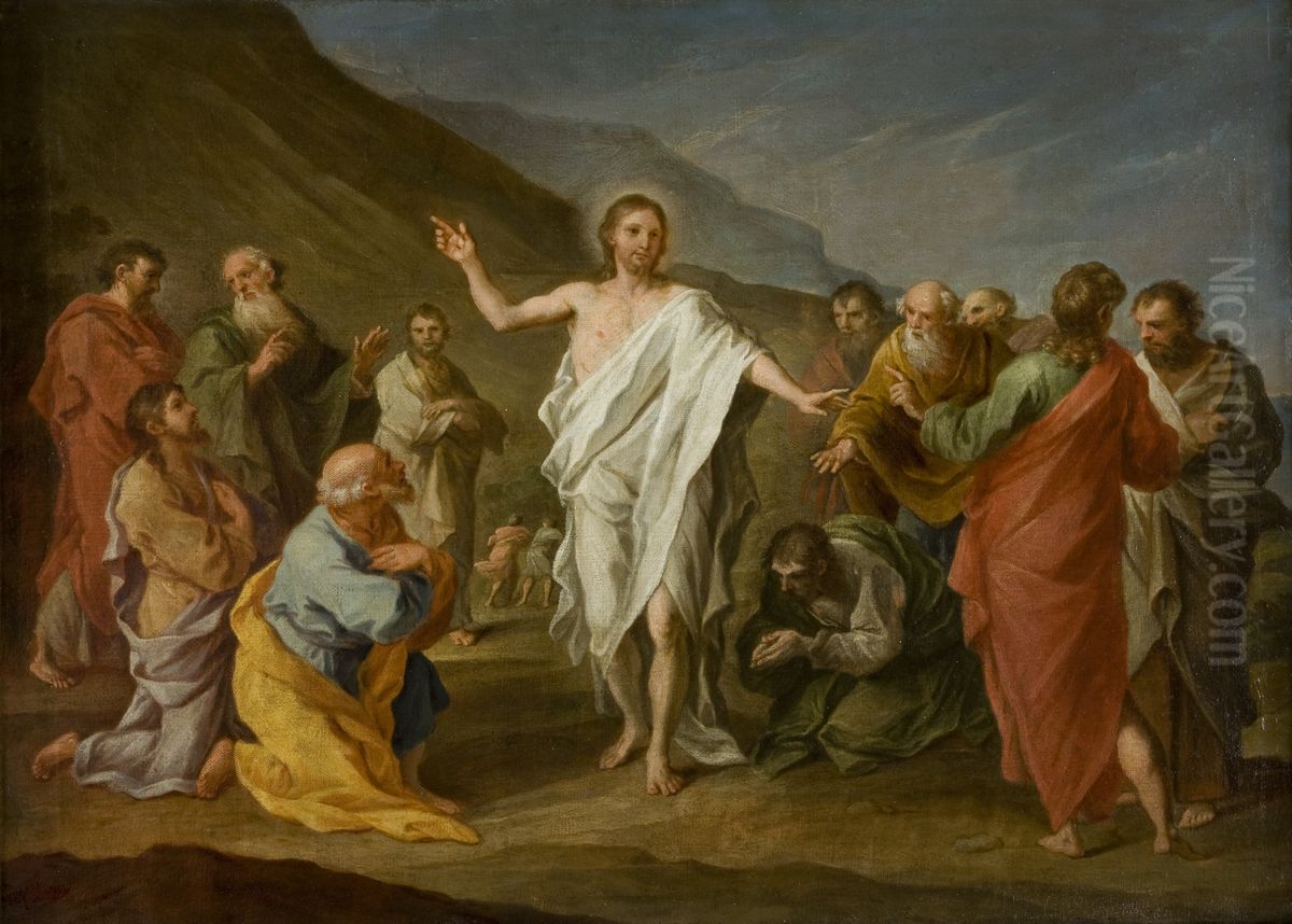 Chrystus ukazujacy sie apostolom po zmartwychwstaniu Oil Painting by Szymon Czechowicz