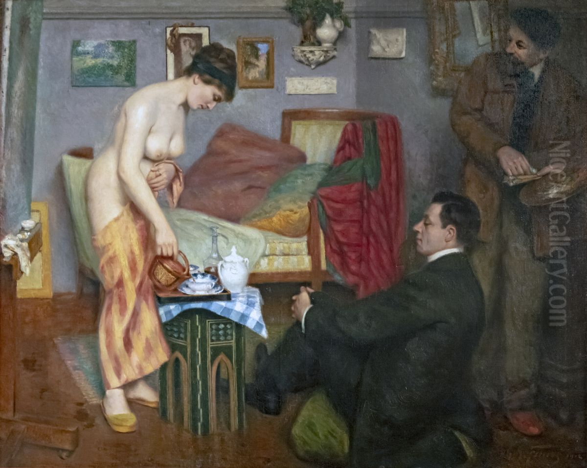 Tea time Oil Painting by Alphonse Faure