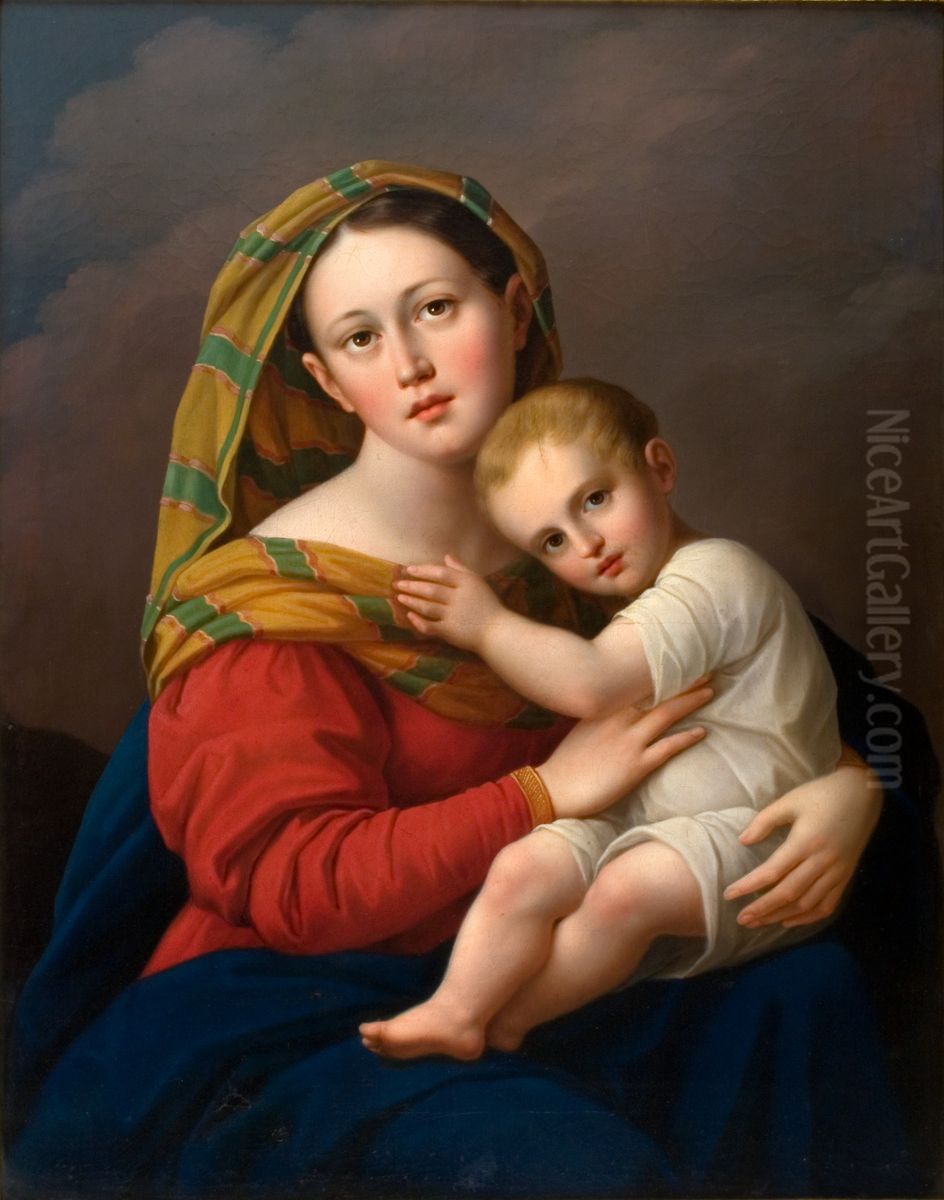 Madonna z Dzieciatkiem Oil Painting by Jozef Oleszkiewicz Madonna z Dzieciatkiem Oil Painting by Jozef Oleszkiewicz