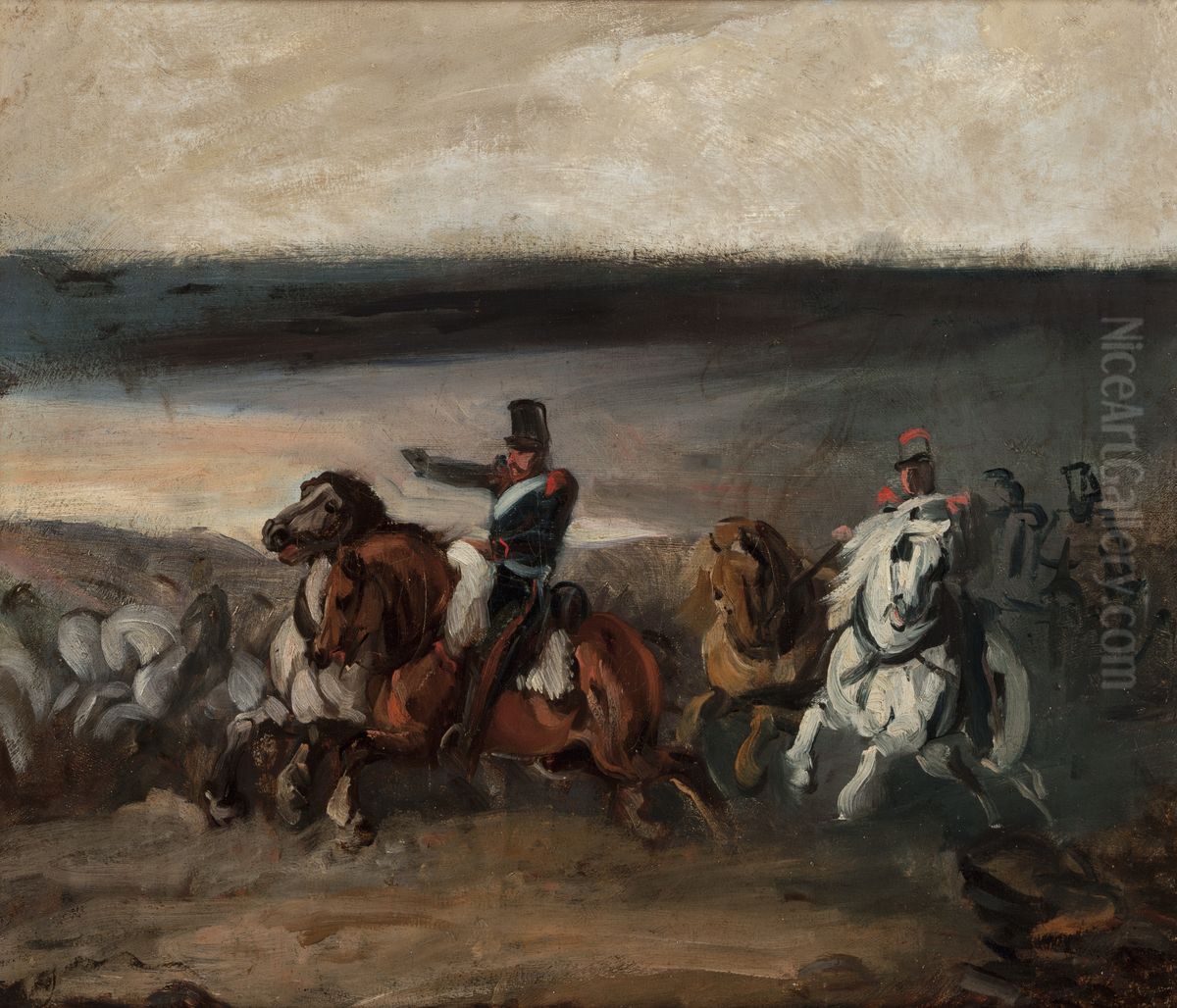 Attack of French Artillery Oil Painting by Piotr Michalowski