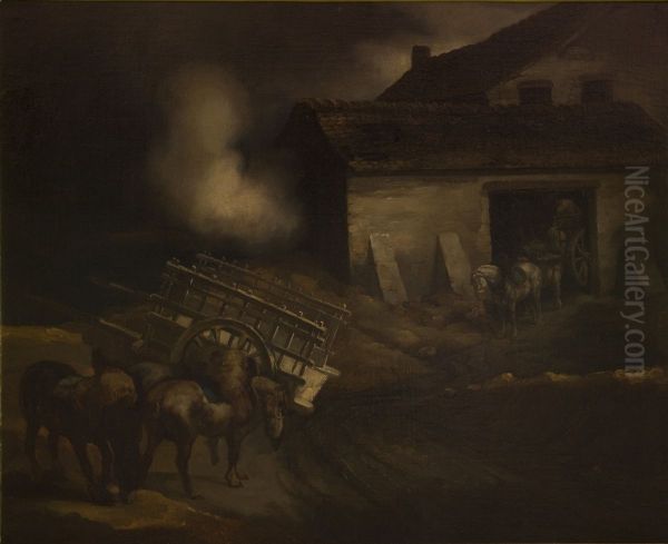 Plaster Works - Copy after Theodore Gericault's Painting Oil Painting by Piotr Michalowski