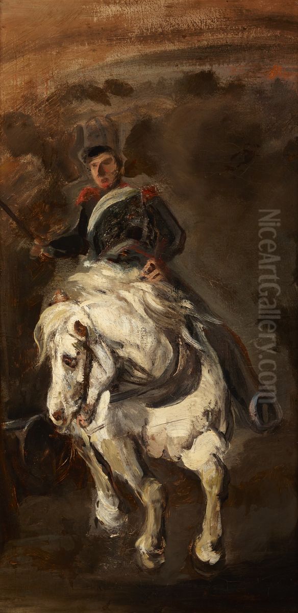 Artillerist on Horseback Oil Painting by Piotr Michalowski