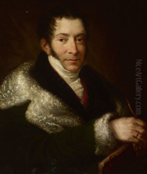 Portrait of Jozef Brodowski Oil Painting by Rafal Hadziewicz