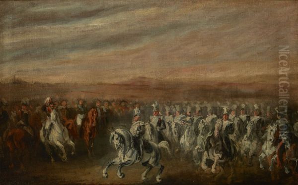 Dwernicki na czele Drugiego Pulku Ulanow Oil Painting by Piotr Michalowski
