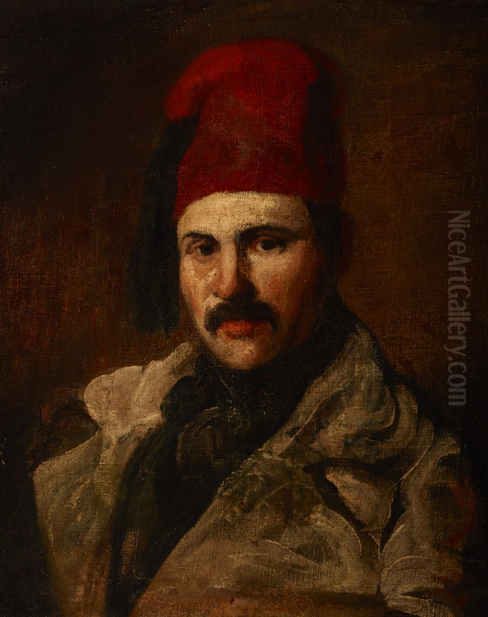 Portrait of Maksymilian Oborski Wearing a Fez Oil Painting by Piotr Michalowski