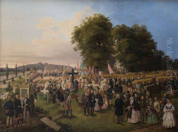 Pogrzeb ofiar z roku 1848 Oil Painting by Jozef Zajaczkowski