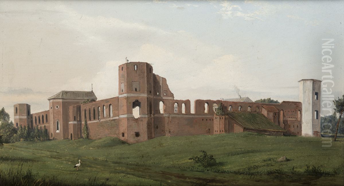 Castle Ruins at Olszany Oil Painting by Wincenty Dmochowski