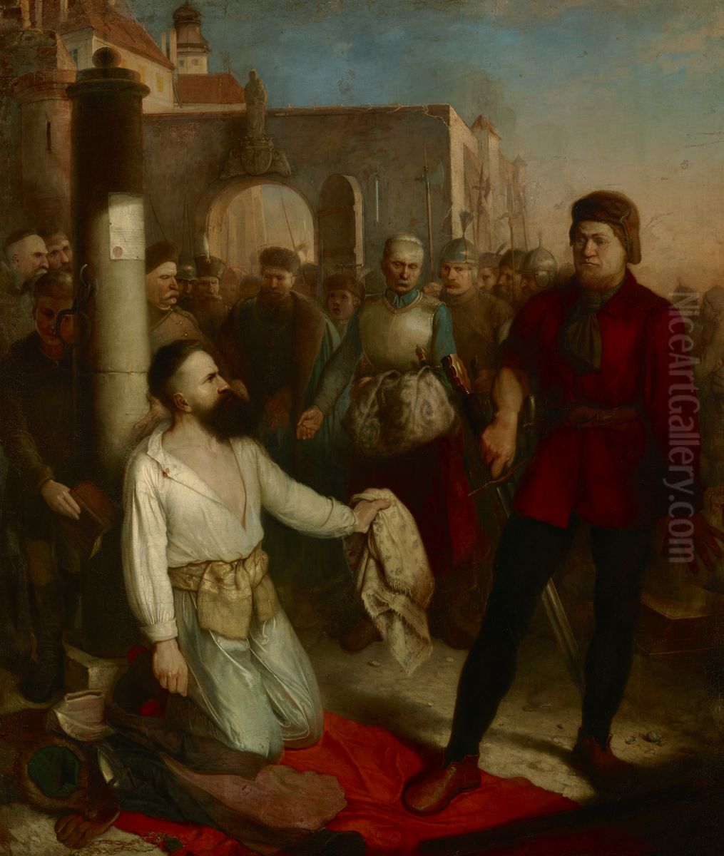 Decapitation of Samuel Zborowski Oil Painting by Wladyslaw Luszczkiewicz