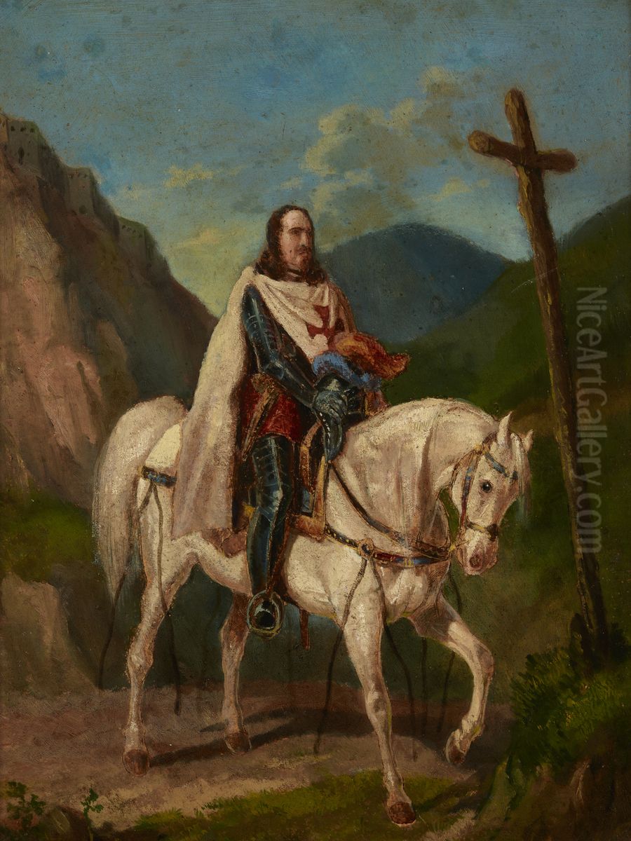 Rycerz na koniu Oil Painting by Artur Grottger
