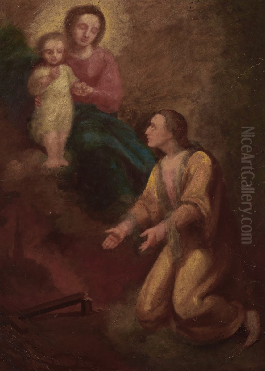 Sw. Jan Kanty przed Matka Boska Oil Painting by Aleksander Kotsis