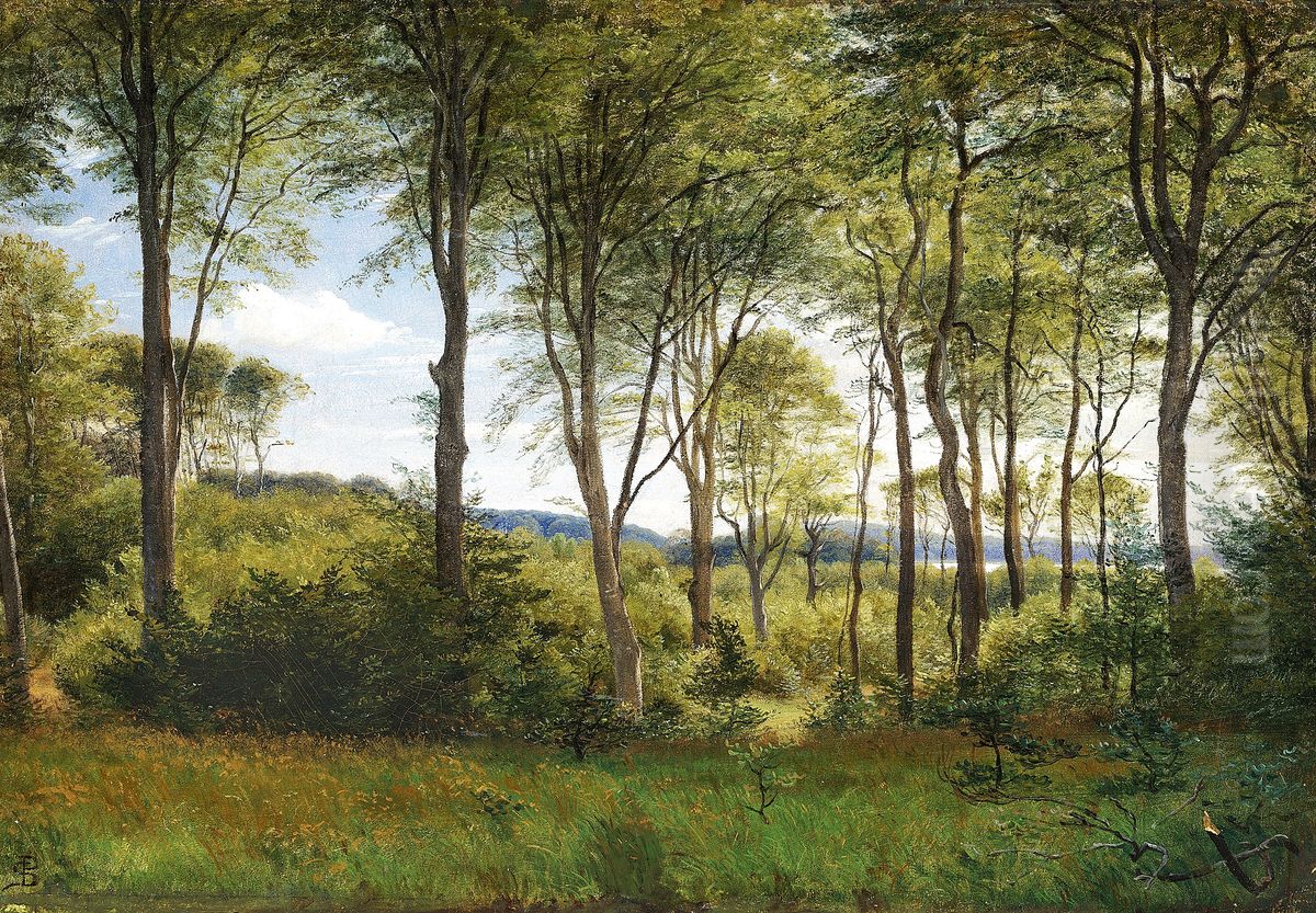 Delhoved Skov ved Skarrits So. Oil Painting by P. C. Skovgaard