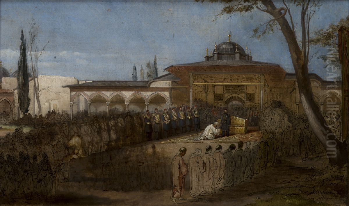 Scene with the Sultan Oil Painting by Stanislaw Chlebowski