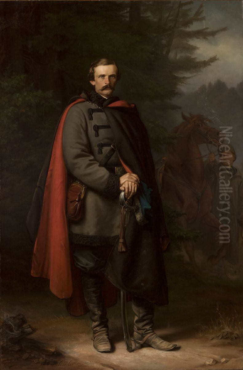 Portrait of Ludwik Mycielski Oil Painting by Jozef Simmler