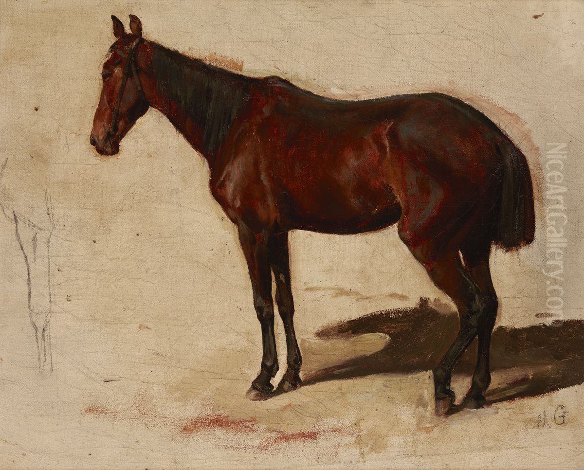 Study of a Horse Oil Painting by Maksymilian Gierymski