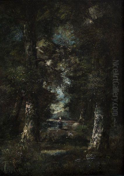 Landscape (Path in the Woods) Oil Painting by Narcisse Virgilio Diaz