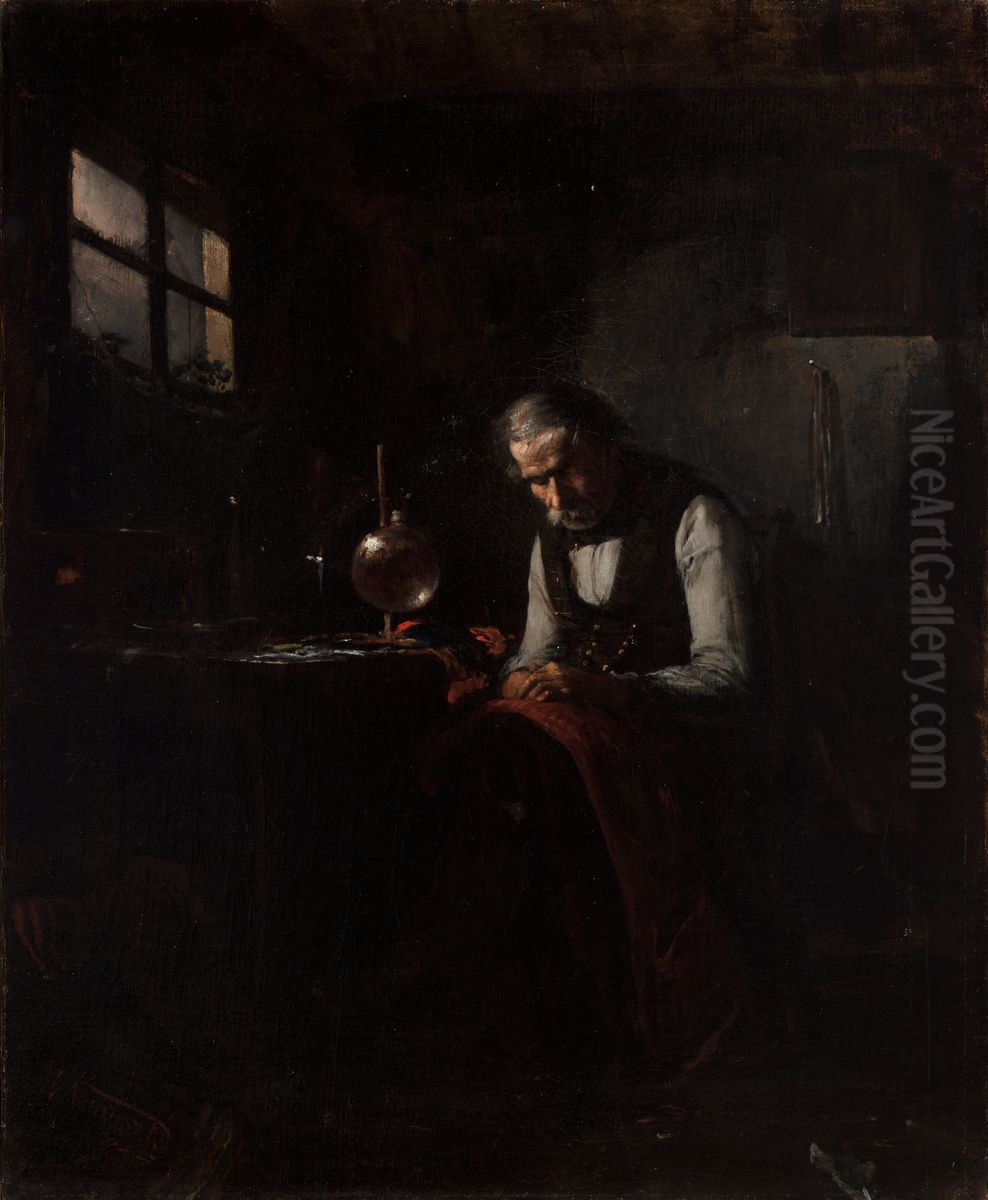 Tailor Oil Painting by Waclaw Koniuszko