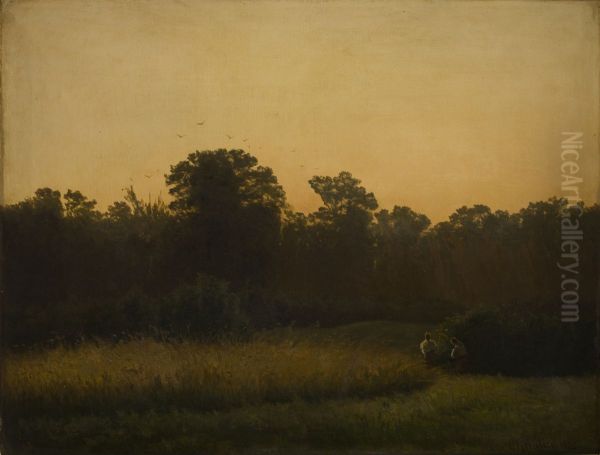 Harvest Oil Painting by Nicholas Chevalier