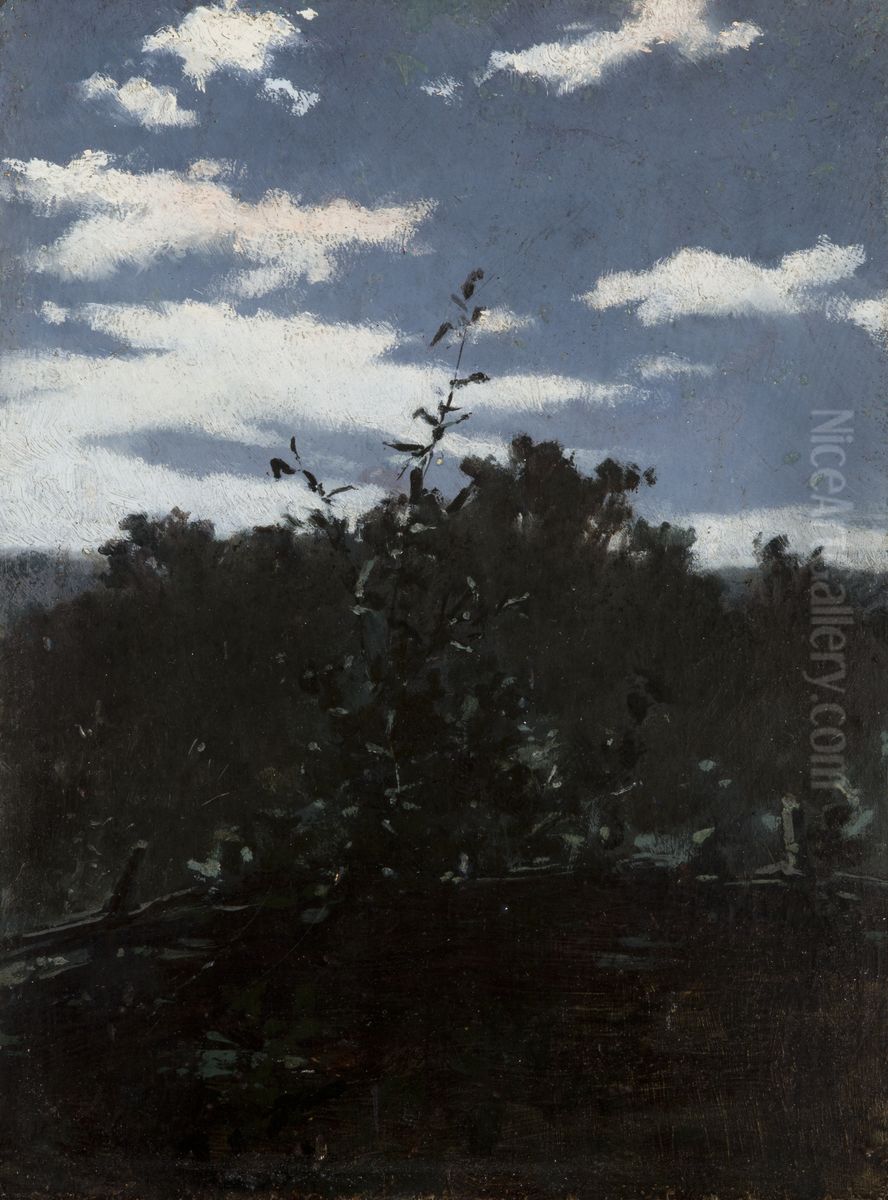 Landscape with a Brushwood Fence Oil Painting by Witold Pruszkowski