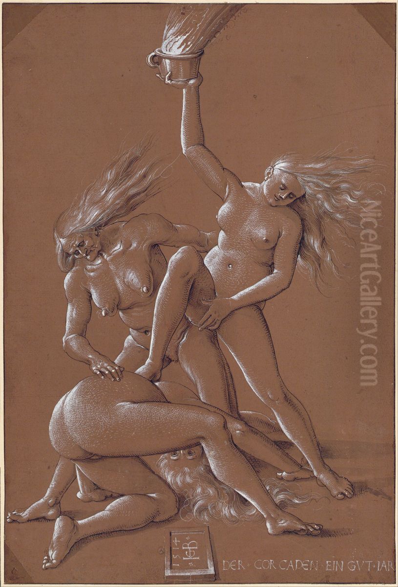 New Year's Greeting with Three Witches, 1514 Oil Painting by Hans Baldung Grien