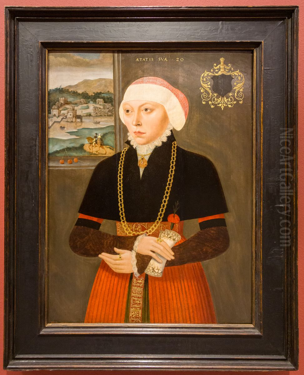 Portat einer Dame am Fenster Oil Painting by Ludger Tom Ring the Younger