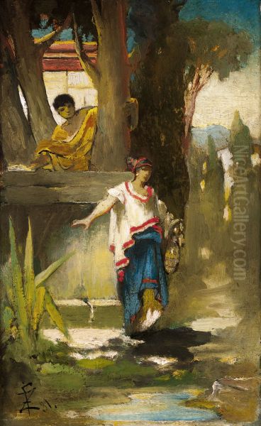 Roman Woman by the Well Oil Painting by Franciszek Zmurko