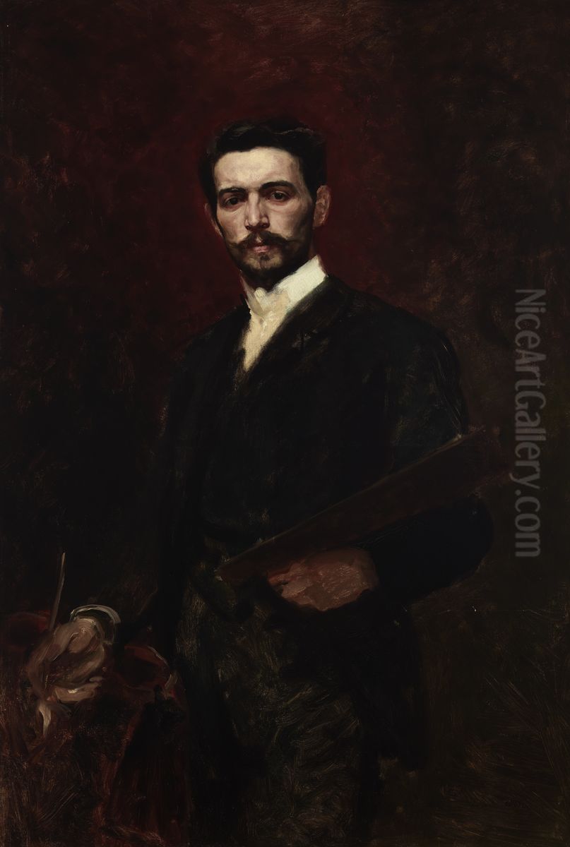 Portrait of Jozef Unierzyski Oil Painting by Stanislaw Jakub Rostworowski