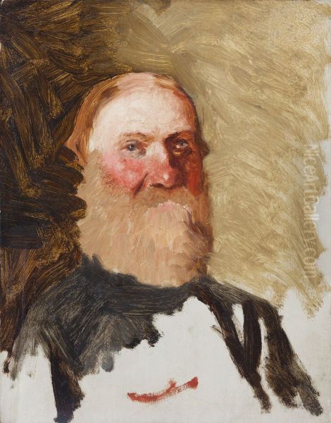 Head of a Bearded Man Oil Painting by Henryk Siemiradzki