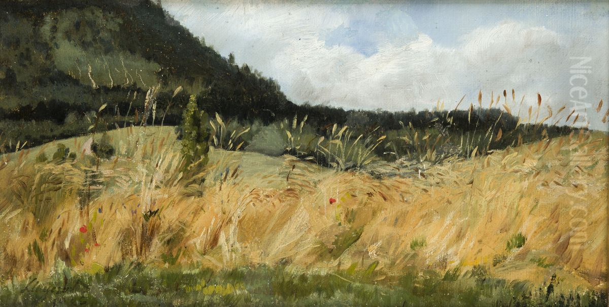 Corn-Field Oil Painting by Leon Wyczolkowski Corn-Field Oil Painting by Leon Wyczolkowski