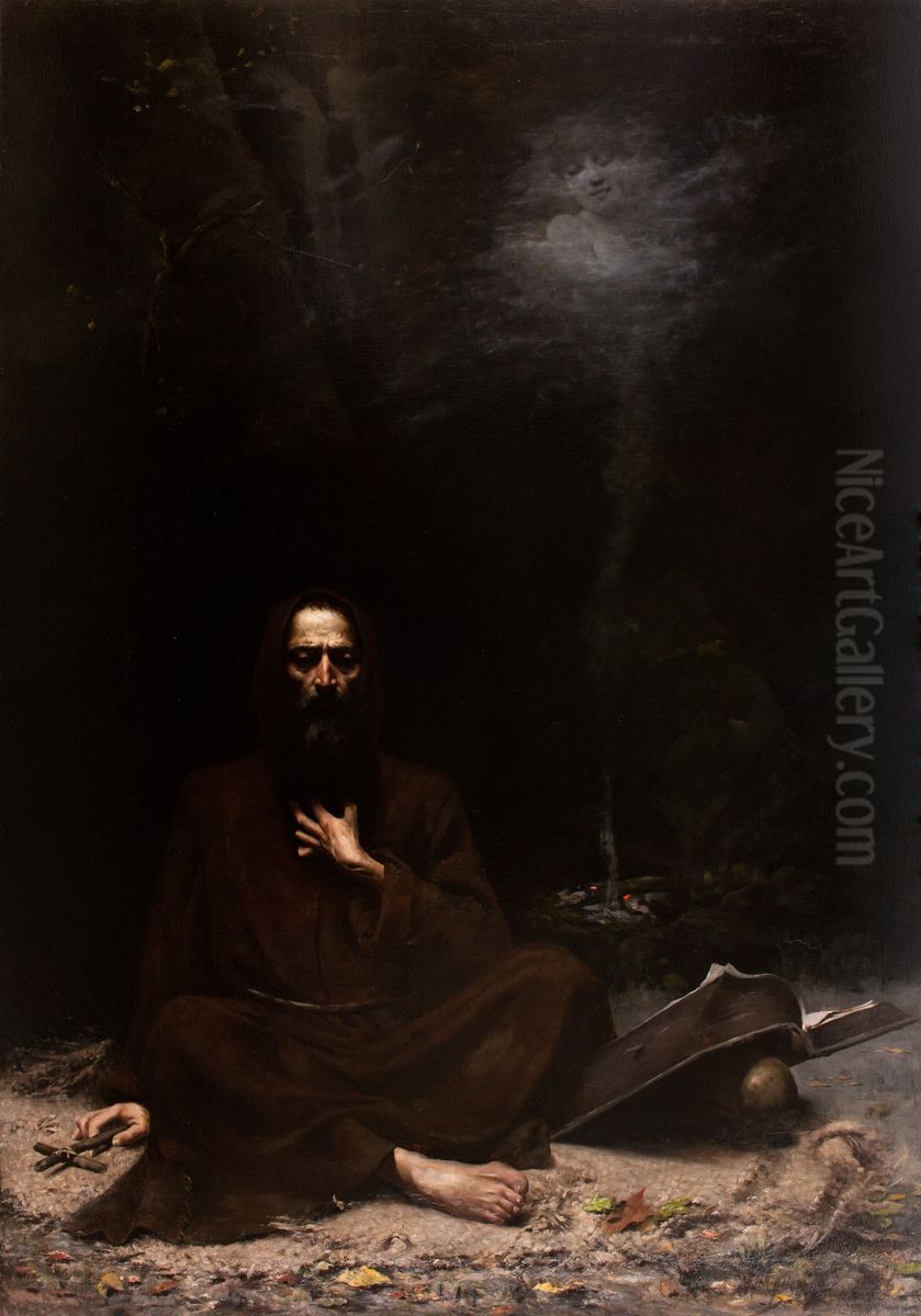 Temptation of St Anthony Oil Painting by Lucjan Wedrychowski