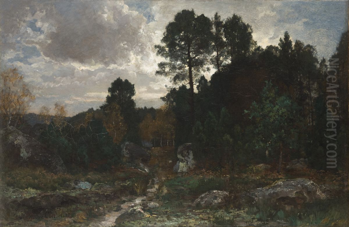 Solitary Walk at Fontainebleau Oil Painting by Wladyslaw Ciesielski