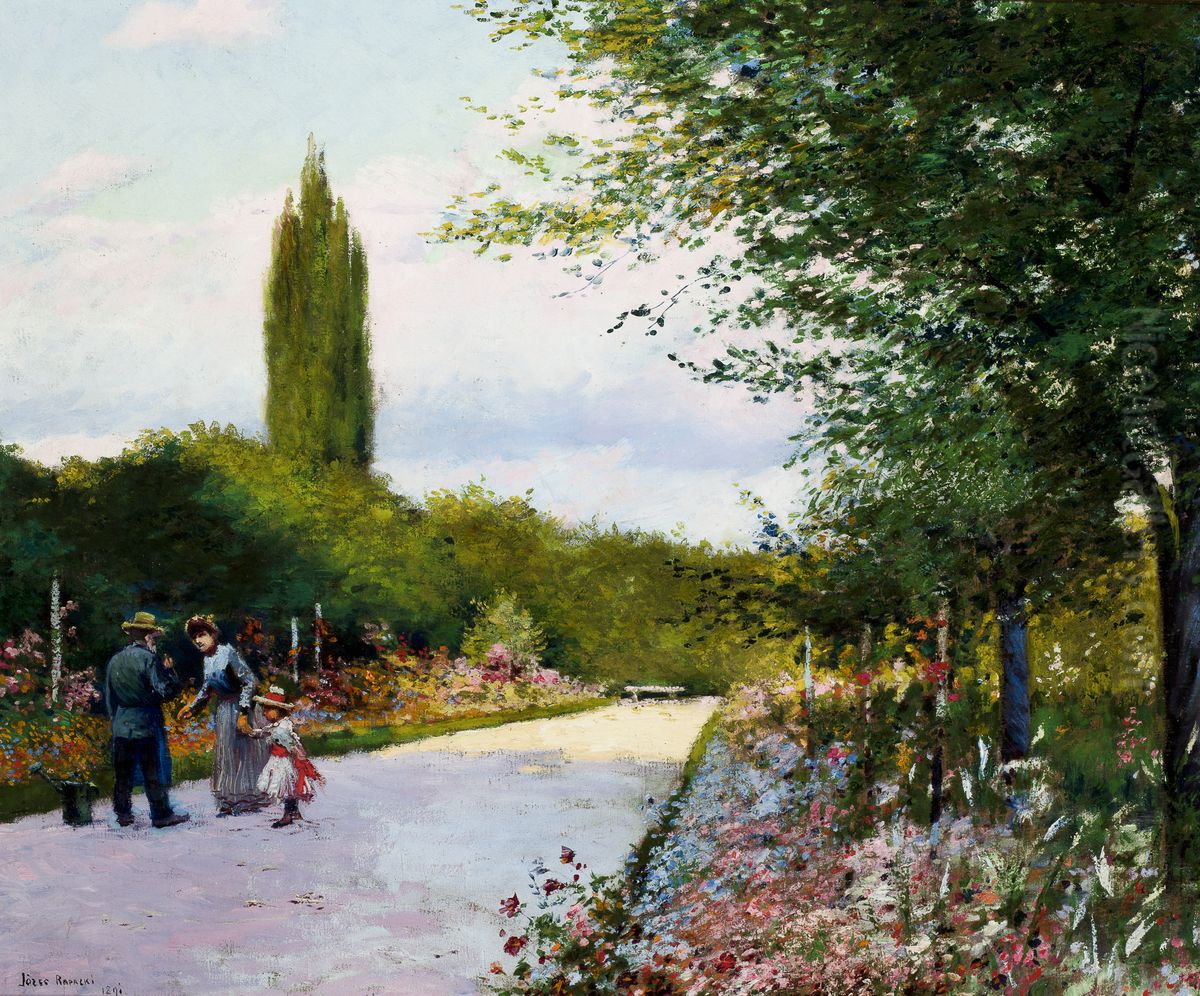 In the Garden Oil Painting by Jozef Rapacki In the Garden Oil Painting by Jozef Rapacki