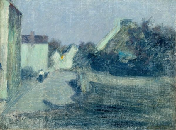 Village Lane in the Moonshine Oil Painting by Samuel Hirszenberg