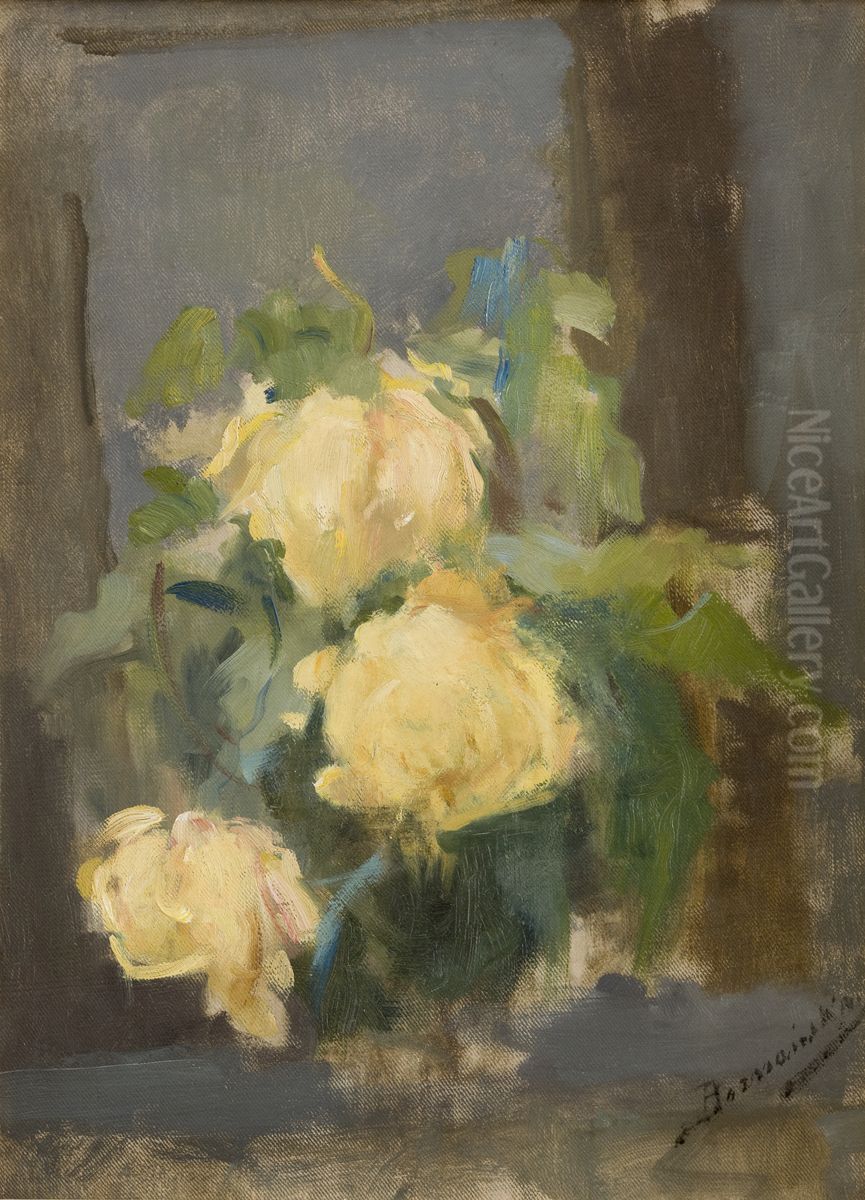 Golden Roses Oil Painting by Olga Boznanska