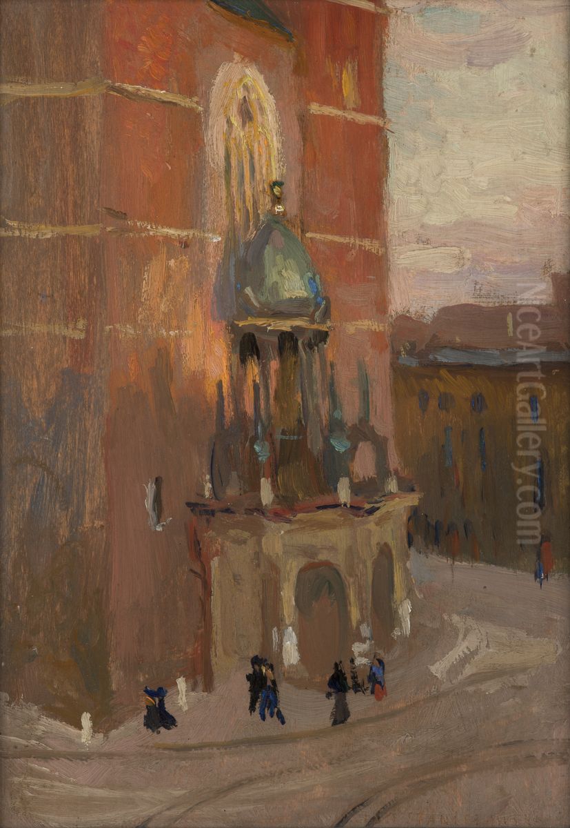 St Mary's Church in Krakow Oil Painting by Jan Stanislawski