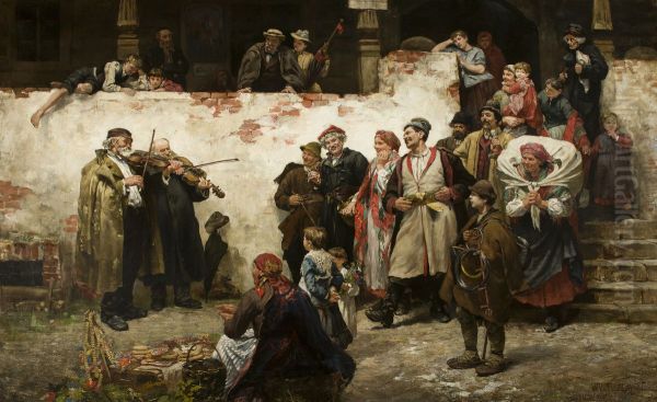 Familiar Note Oil Painting by Wincenty Wodzinowski
