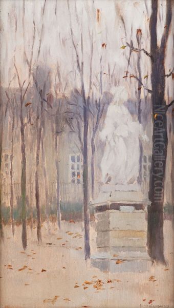In the Luxembourg Garden Oil Painting by Edward Trojanowski