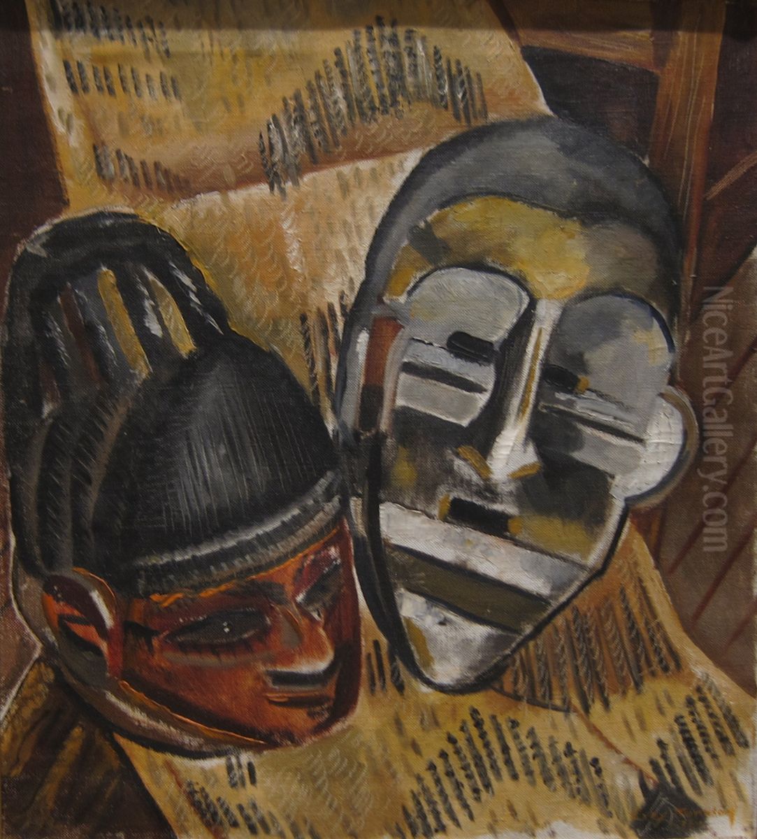 Negro Masks Oil Painting by Malvin Gray Johnson