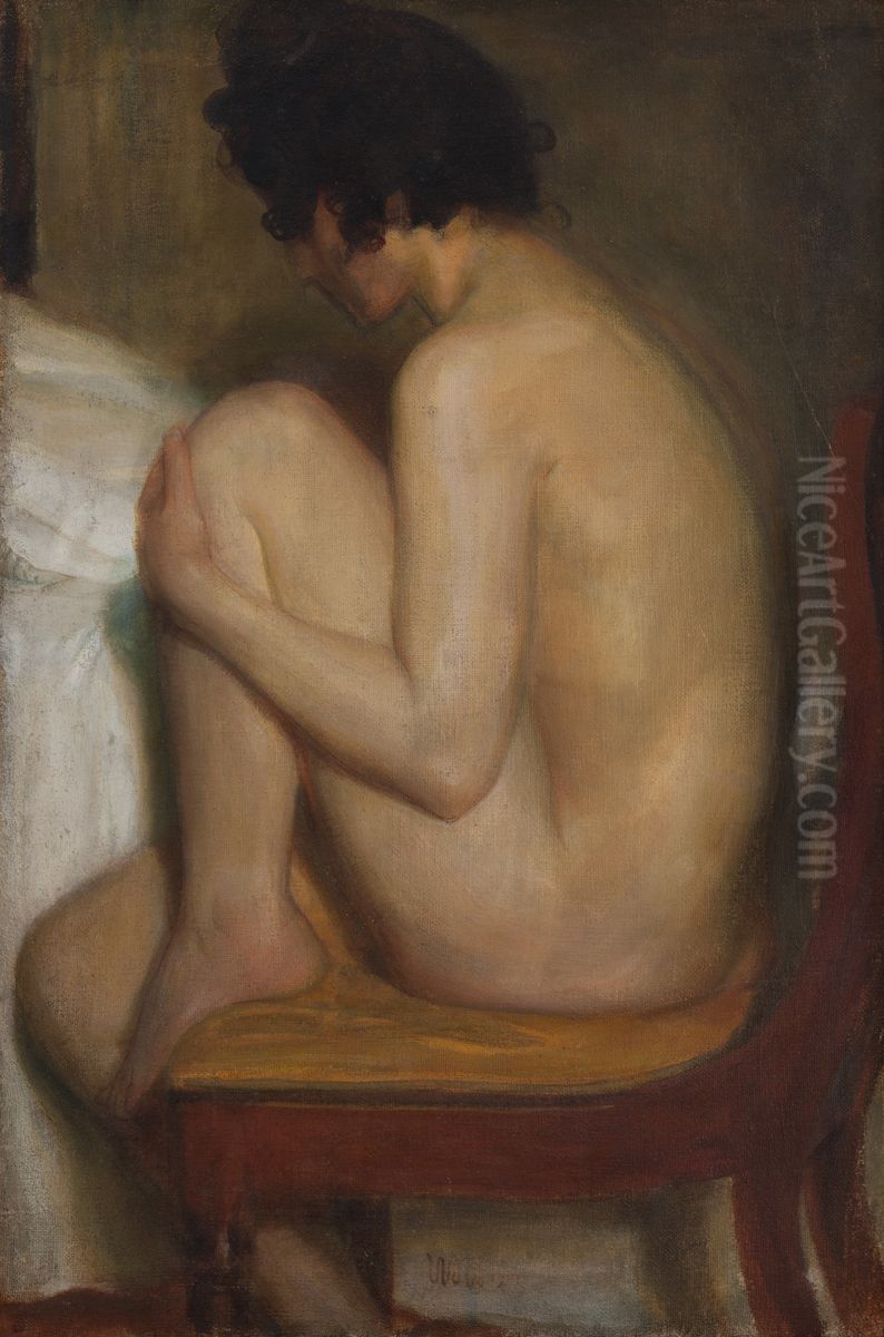 The Model Oil Painting by Wojciech Weiss