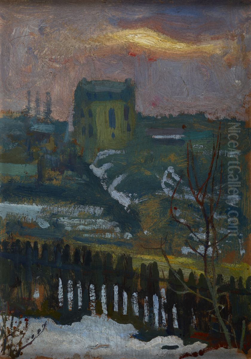 House in Winter Oil Painting by Jan Stanislawski