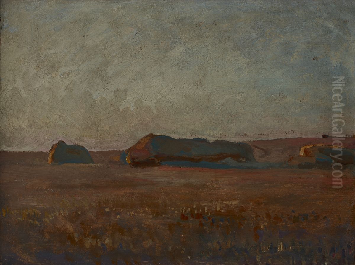 Ricks of Corn Oil Painting by Jan Stanislawski