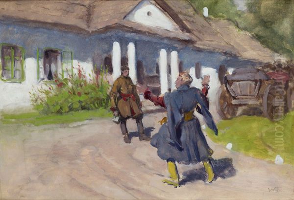 Welcome Oil Painting by Wlodzimierz Tetmajer