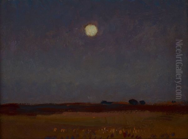 Moonlit Night Oil Painting by Jan Stanislawski