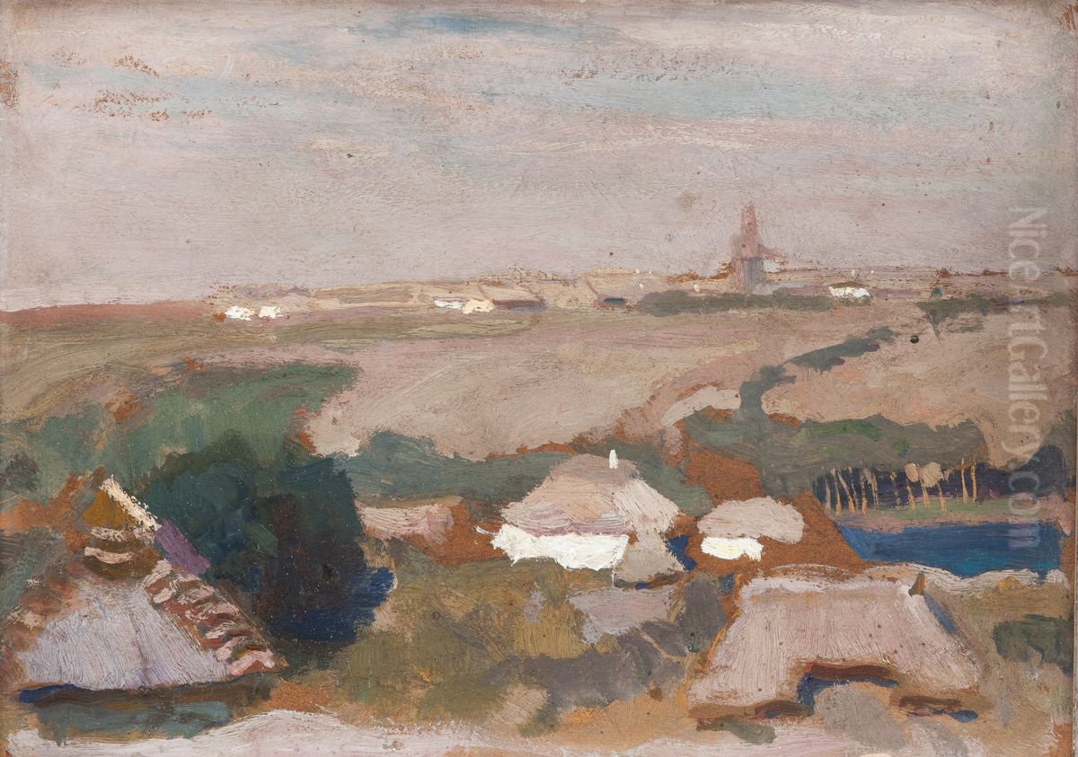 Ukrainian Village Oil Painting by Jan Stanislawski