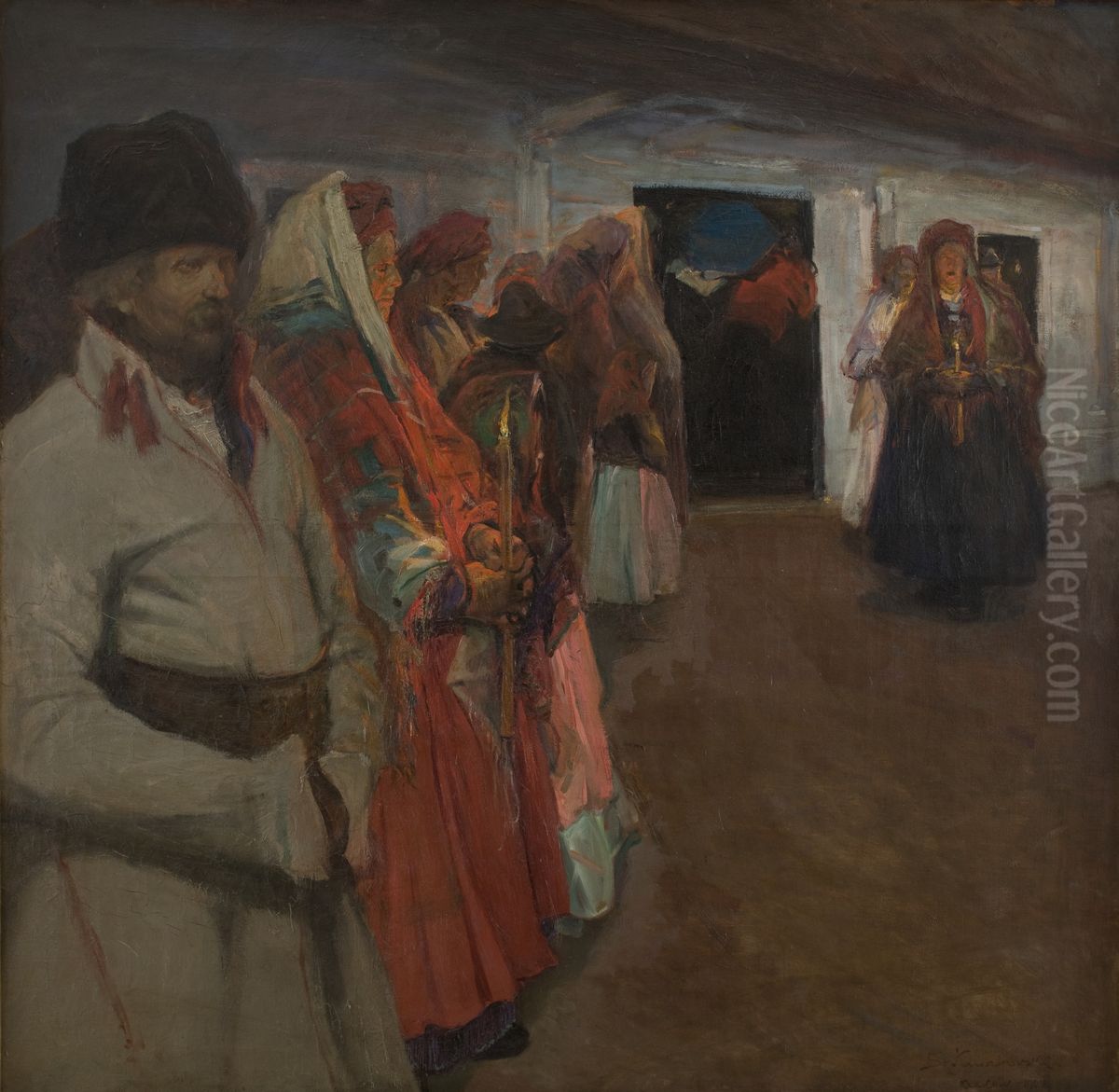 Funeral Oil Painting by Stanislaw Kuczborski