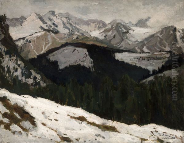 Thaw in the Tatra Mountains Oil Painting by Stefan Filipkiewicz