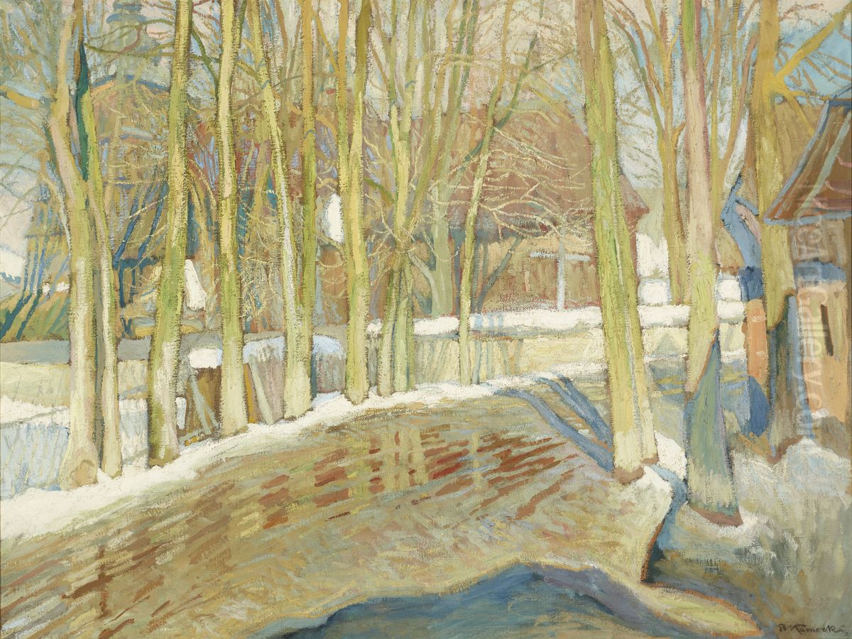 Thaw Oil Painting by Stanislaw Kamocki