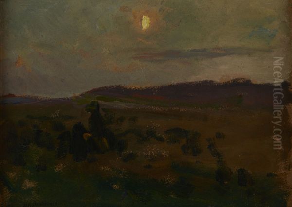 Moonrise Oil Painting by Jan Stanislawski