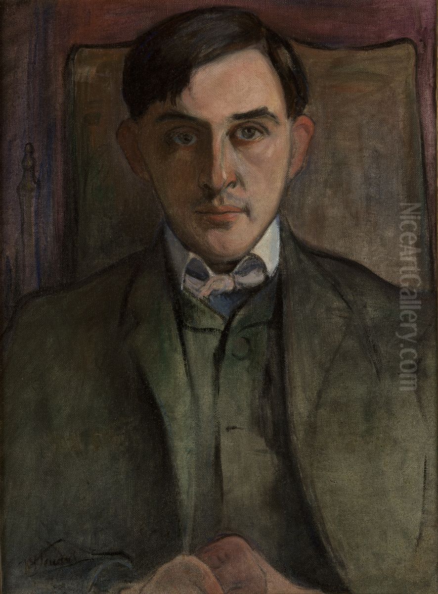 Portrait of Stanislaw Ignacy Witkiewicz Oil Painting by Wladyslaw Slewinski